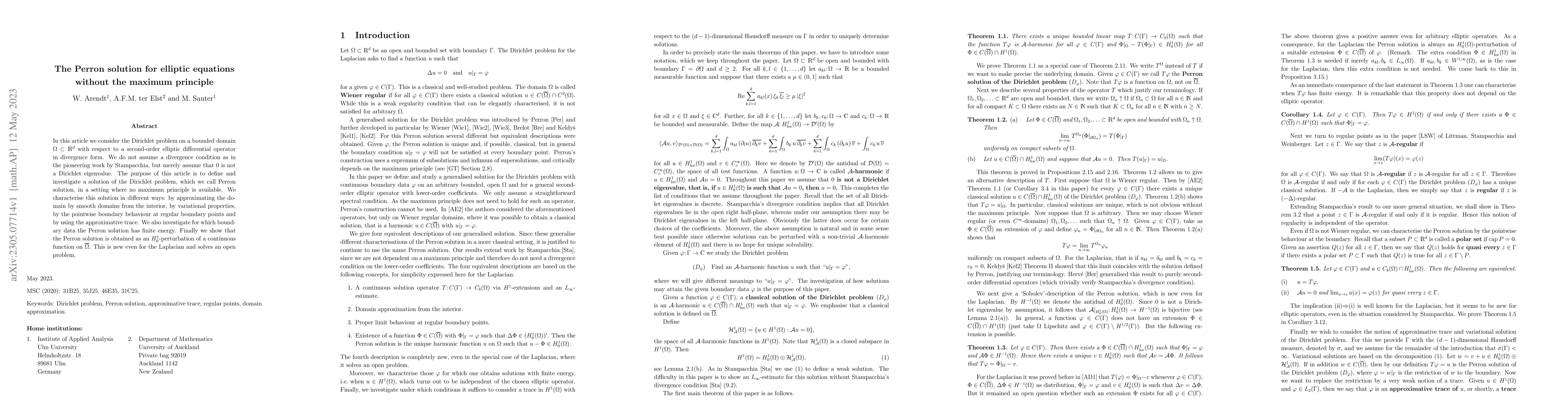 Thumbnail for The Perron solution for elliptic equations without the maximum principle