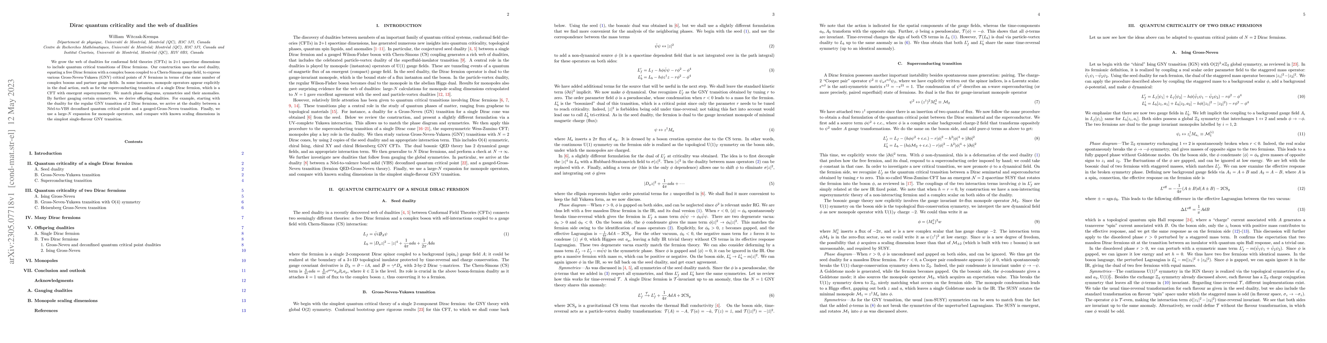 Thumbnail for Dirac quantum criticality and the web of dualities
