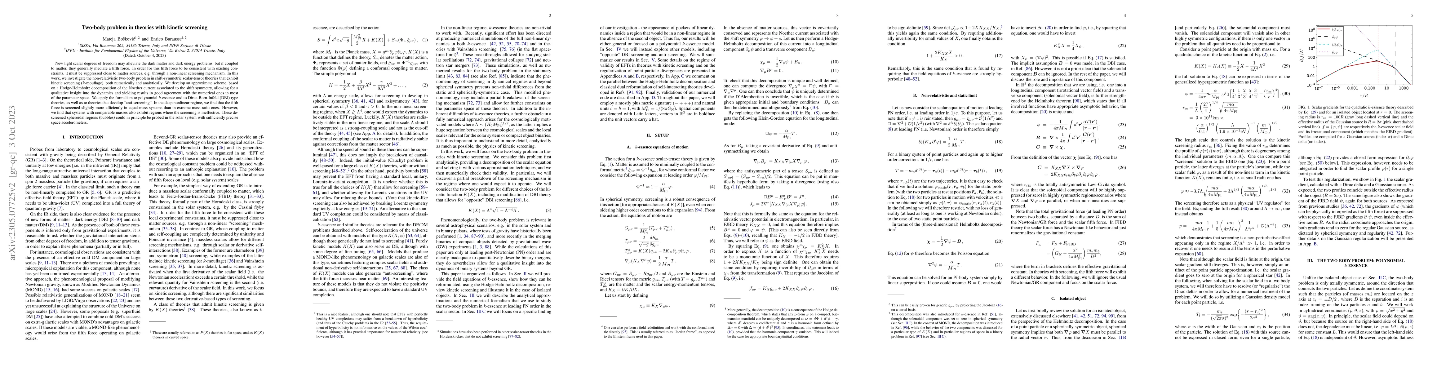 Thumbnail for Two-body problem in theories with kinetic screening