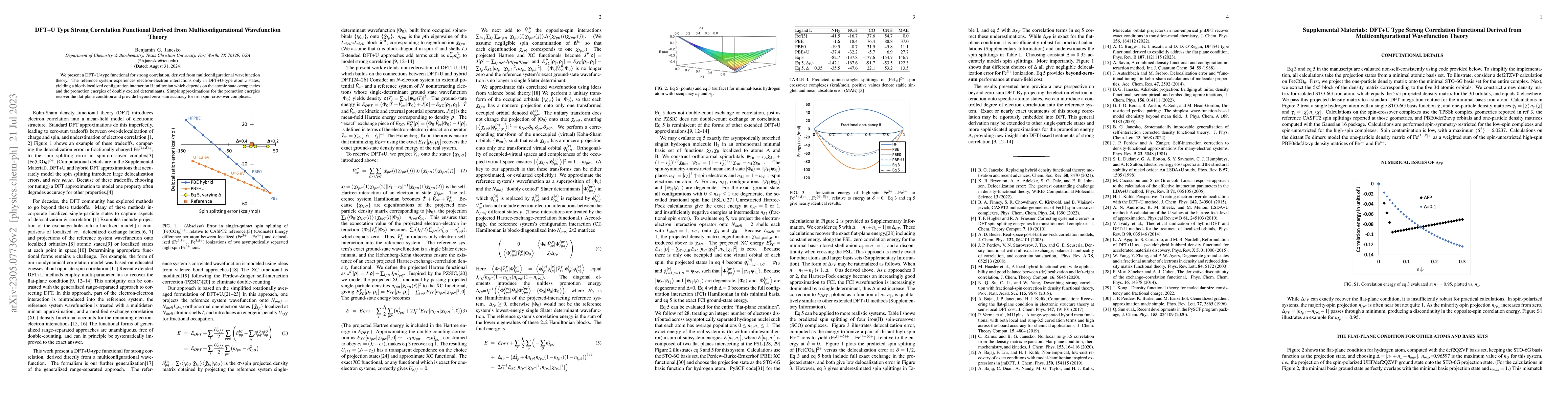 Thumbnail for DFT+U Type Strong Correlation Functional Derived from
  Multiconfigurational Wavefunction Theory