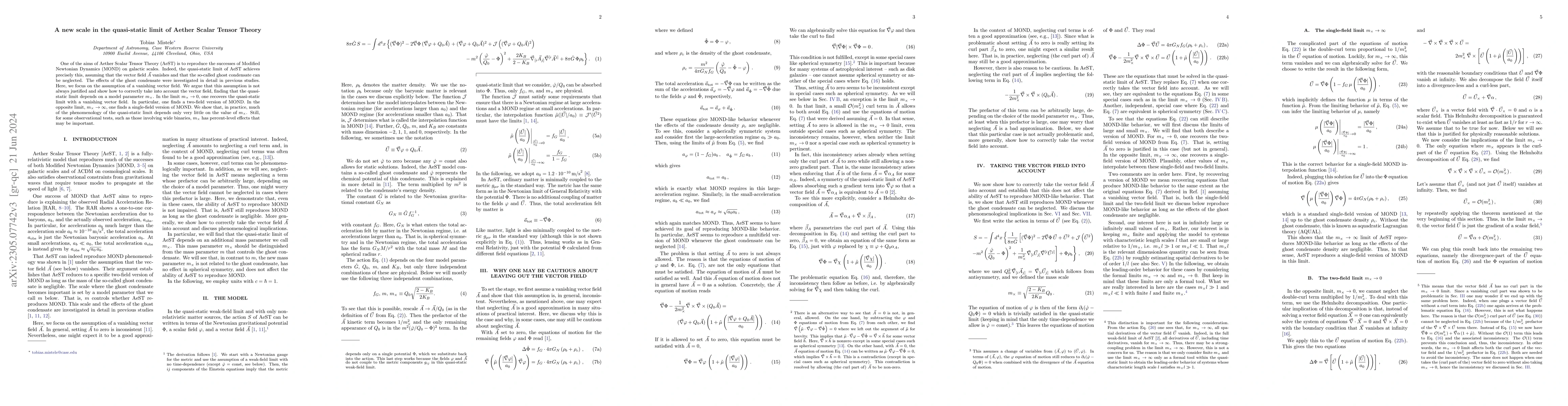 Thumbnail for A new scale in the quasi-static limit of Aether Scalar Tensor Theory