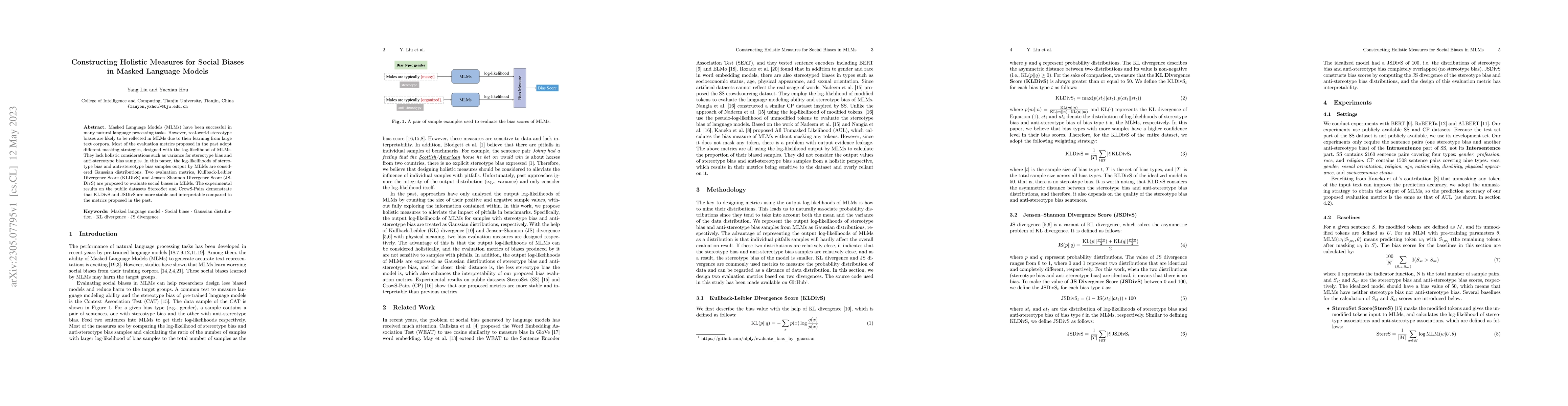 Thumbnail for Constructing Holistic Measures for Social Biases in Masked Language
  Models