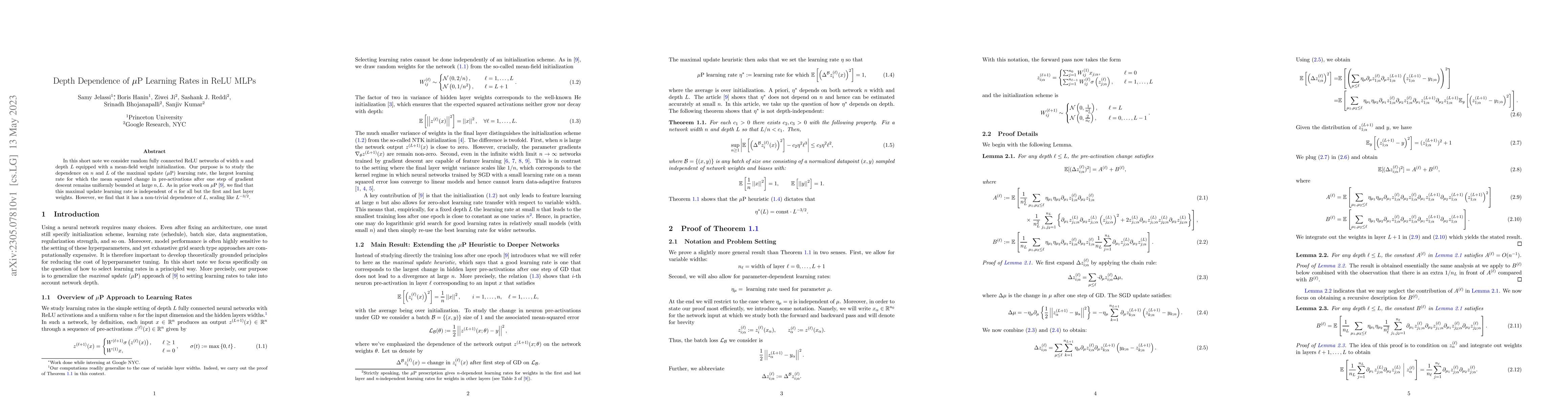 Thumbnail for Depth Dependence of $\mu$P Learning Rates in ReLU MLPs