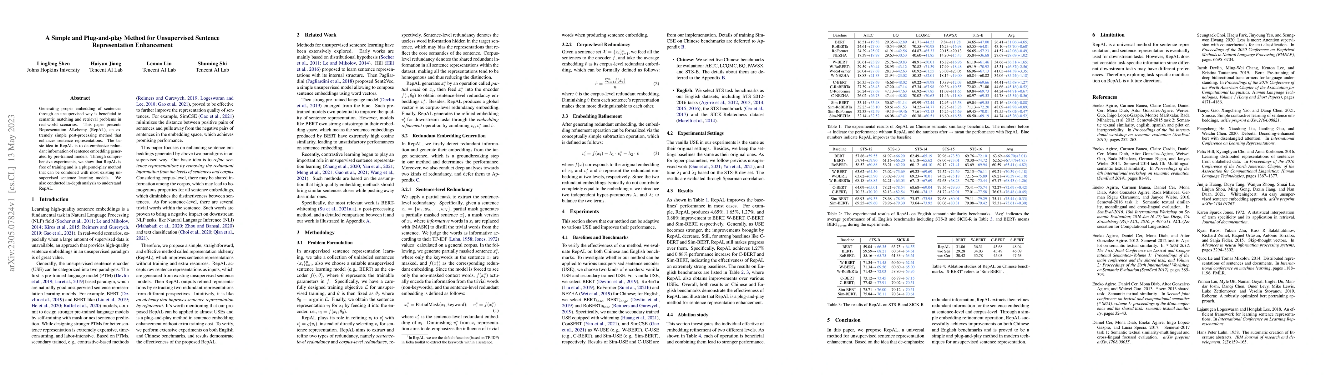 Thumbnail for A Simple and Plug-and-play Method for Unsupervised Sentence
  Representation Enhancement