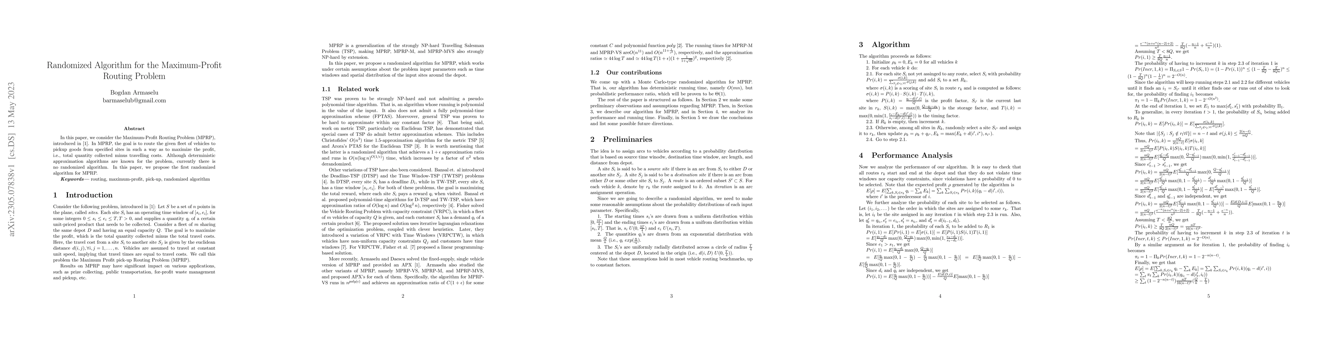 Thumbnail for Randomized Algorithm for the Maximum-Profit Routing Problem
