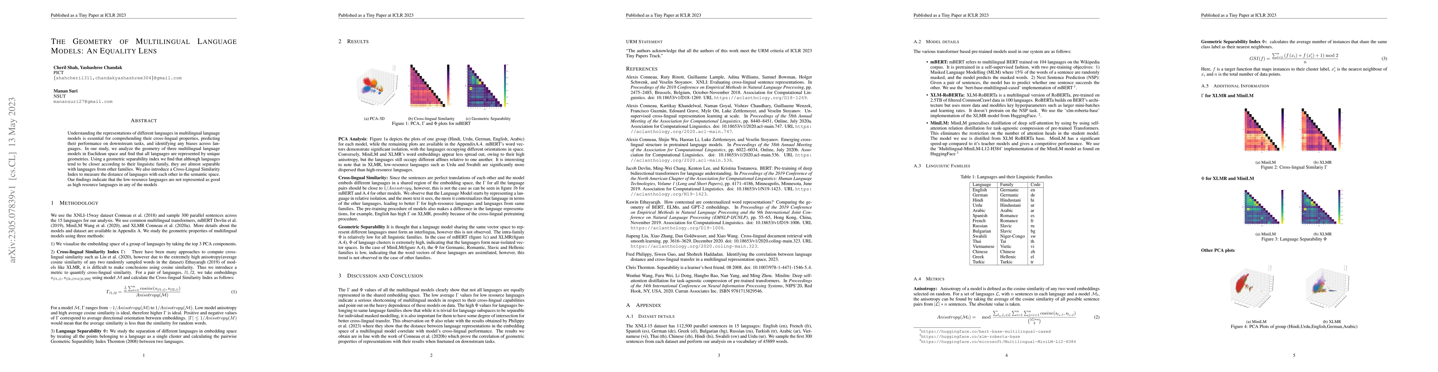 Thumbnail for The Geometry of Multilingual Language Models: An Equality Lens