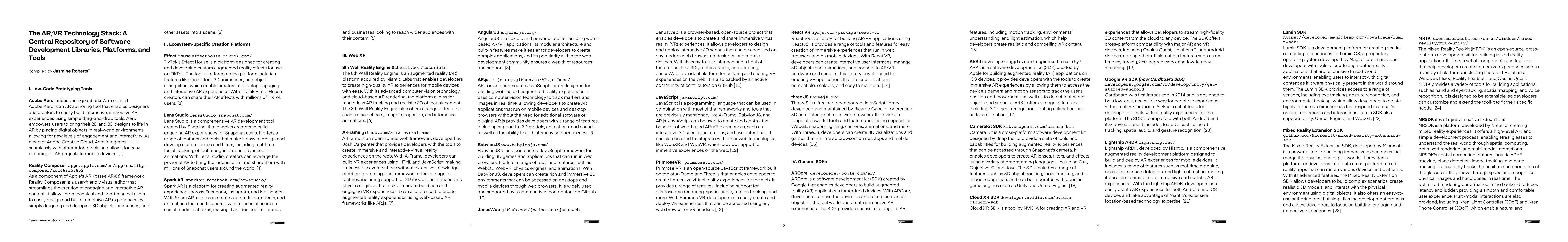 Thumbnail for The AR/VR Technology Stack: A Central Repository of Software Development
  Libraries, Platforms, and Tools