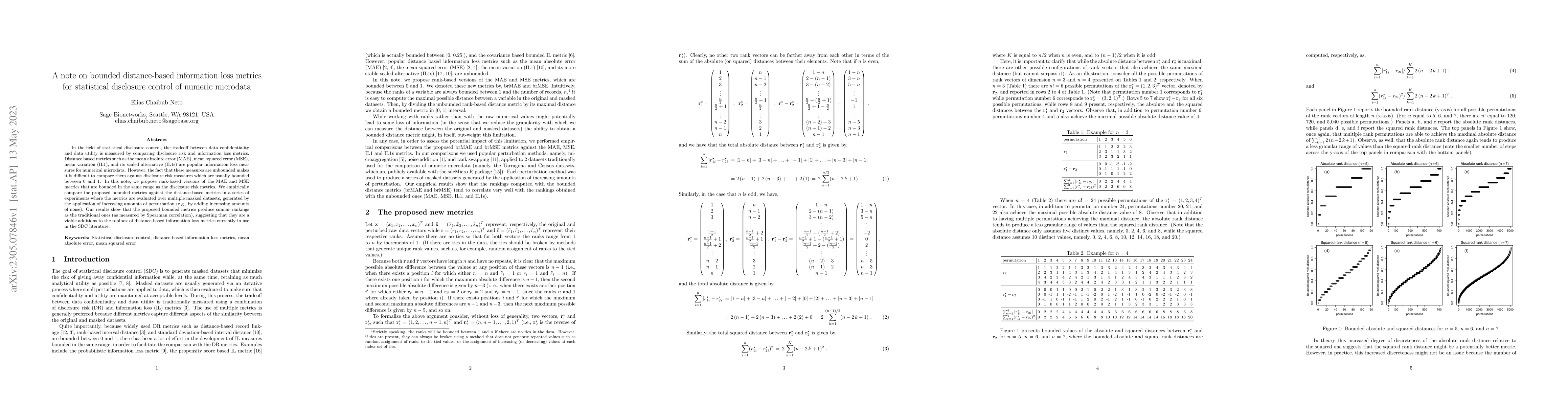 Thumbnail for A note on bounded distance-based information loss metrics for
  statistical disclosure control of numeric microdata