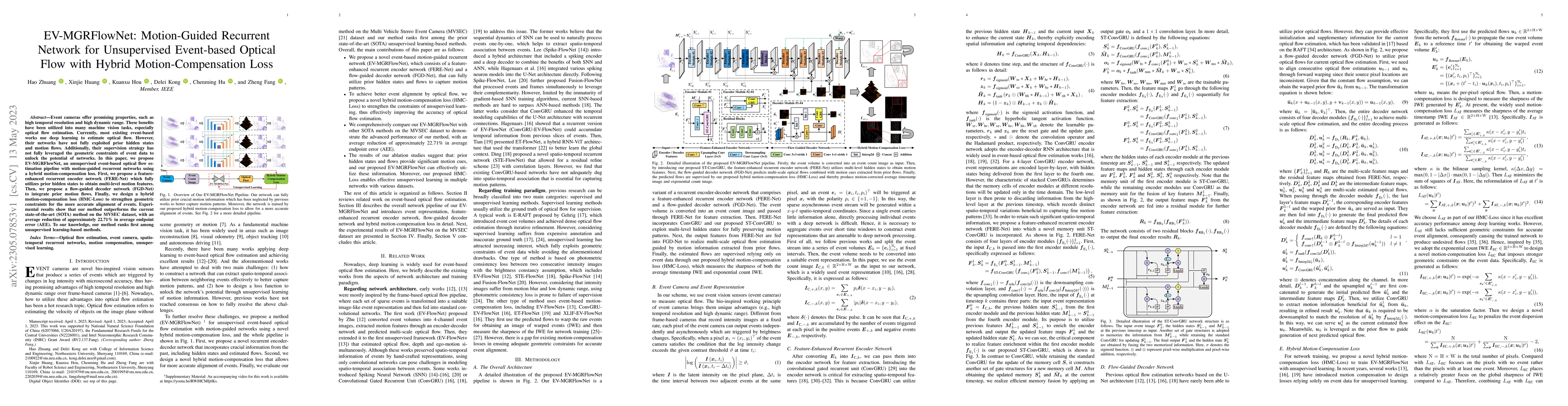 Thumbnail for EV-MGRFlowNet: Motion-Guided Recurrent Network for Unsupervised
  Event-based Optical Flow with Hybrid Motion-Compensation Loss