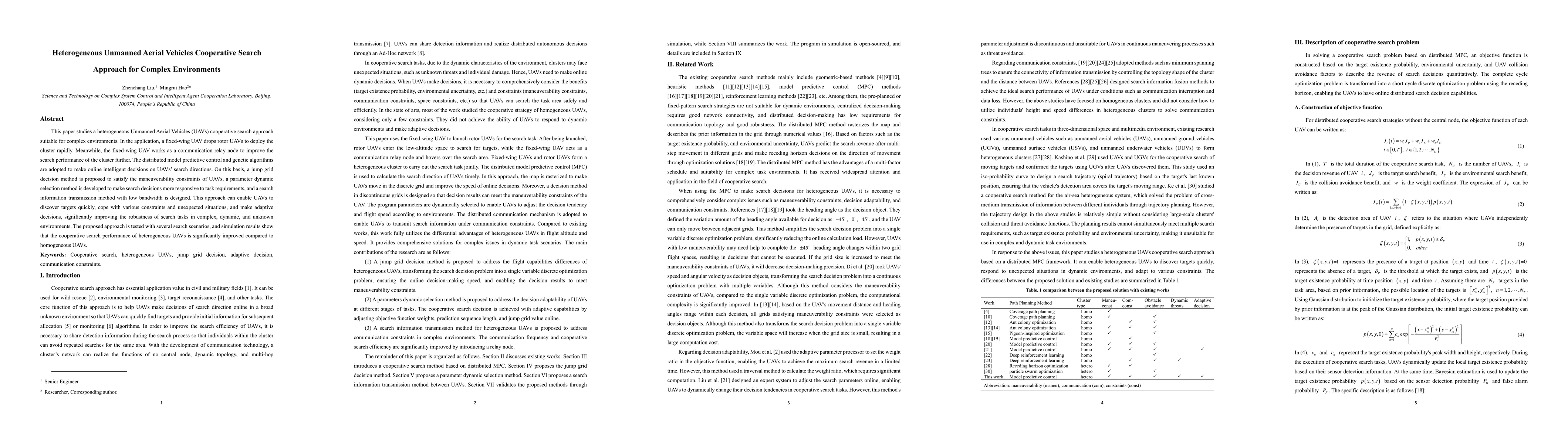 Thumbnail for Research on Cooperative Search Technology of Heterogeneous UAVs in
  Complex Environments
