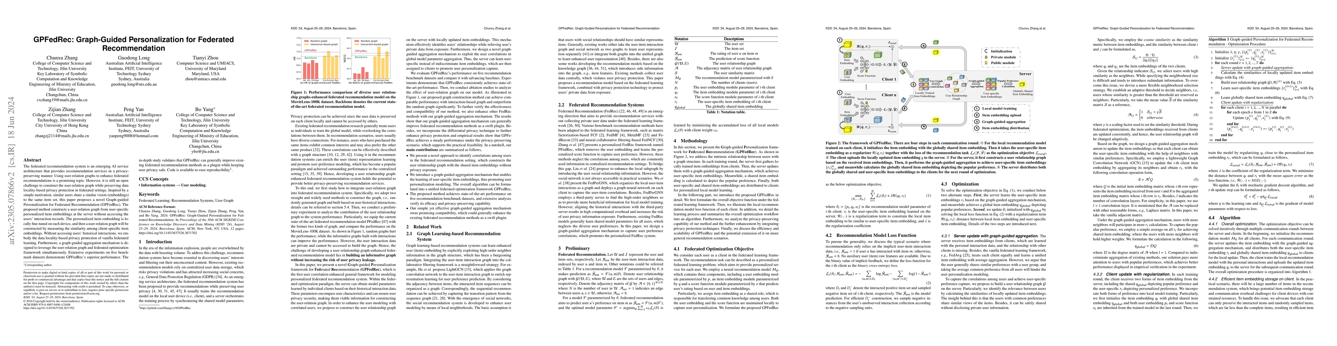 Thumbnail for GPFedRec: Graph-guided Personalization for Federated Recommendation