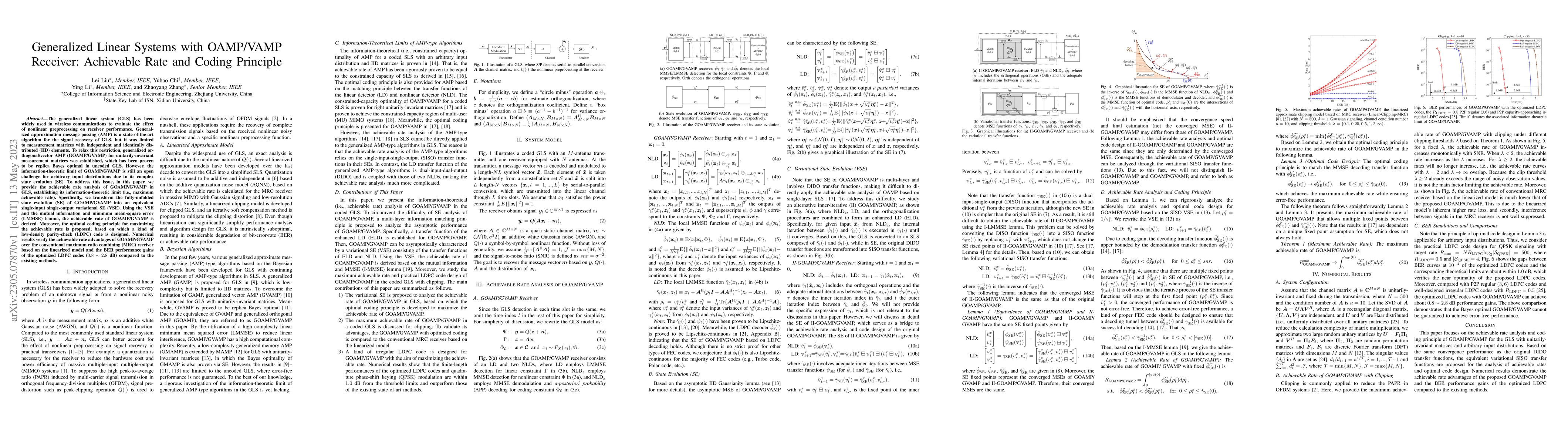Thumbnail for Generalized Linear Systems with OAMP/VAMP Receiver: Achievable Rate and
  Coding Principle