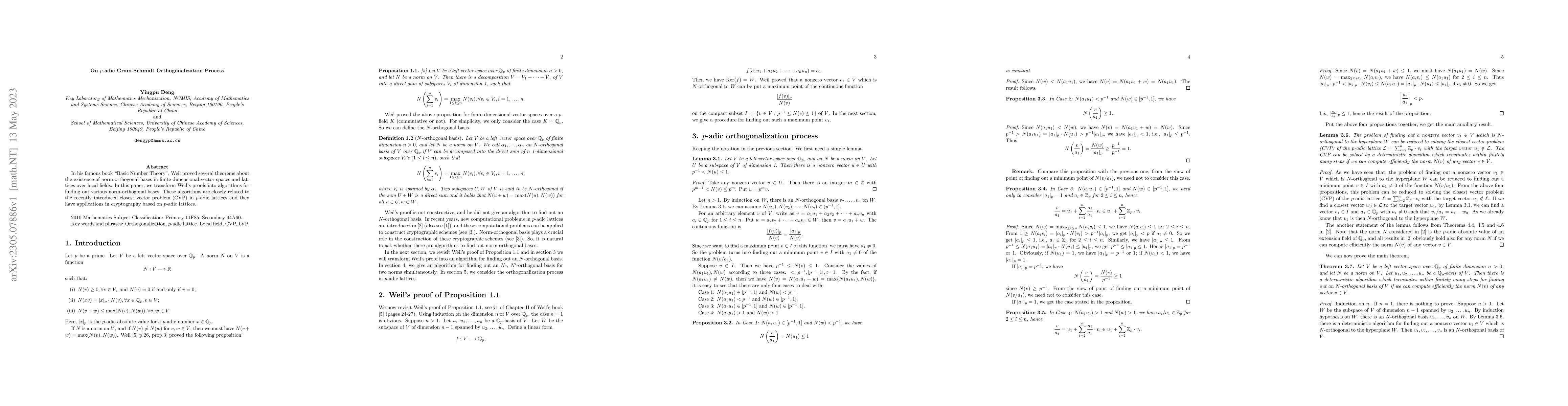 Thumbnail for On $p$-adic Gram-Schmidt Orthogonalization Process