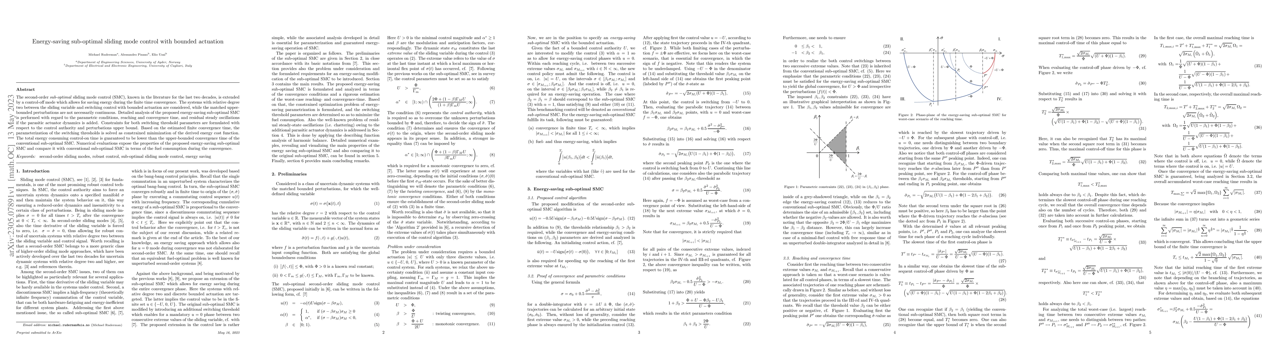 Thumbnail for Energy-saving sub-optimal sliding mode control with bounded actuation