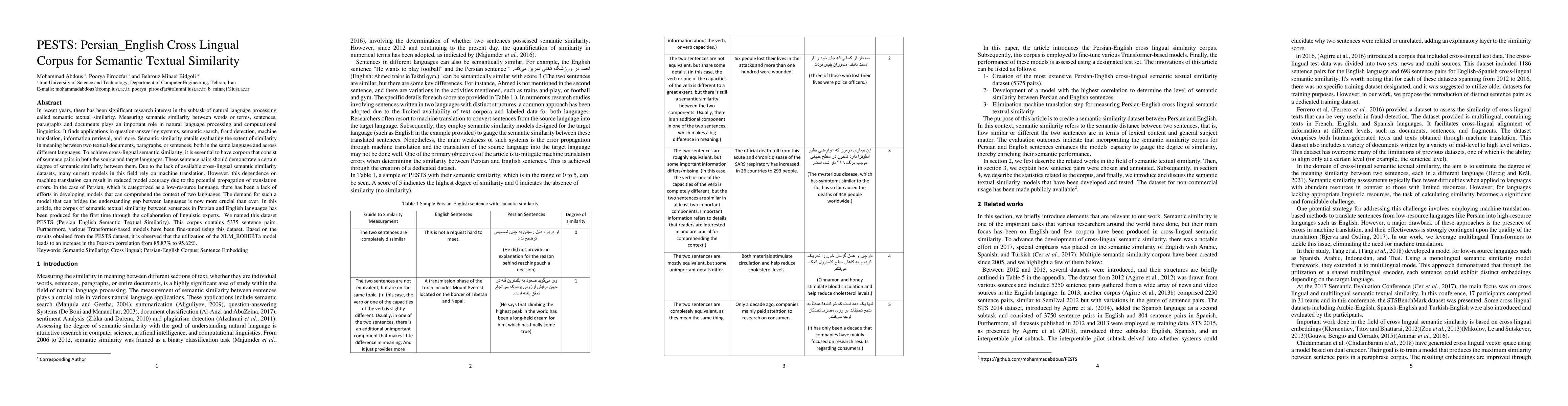 Thumbnail for PESTS: Persian_English Cross Lingual Corpus for Semantic Textual
  Similarity