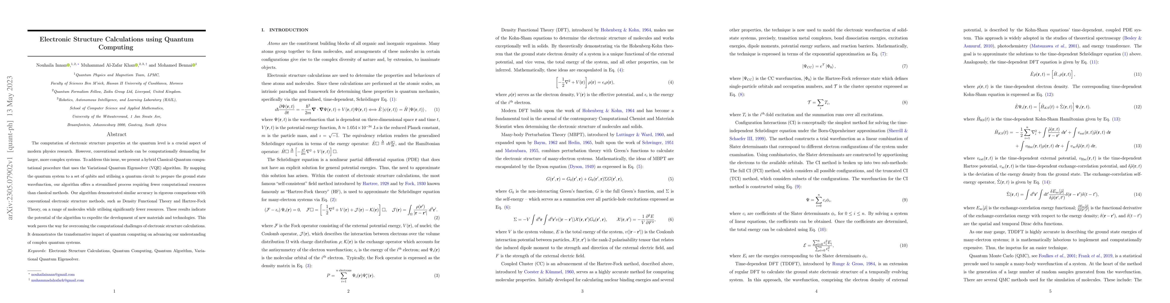 Thumbnail for Electronic Structure Calculations using Quantum Computing