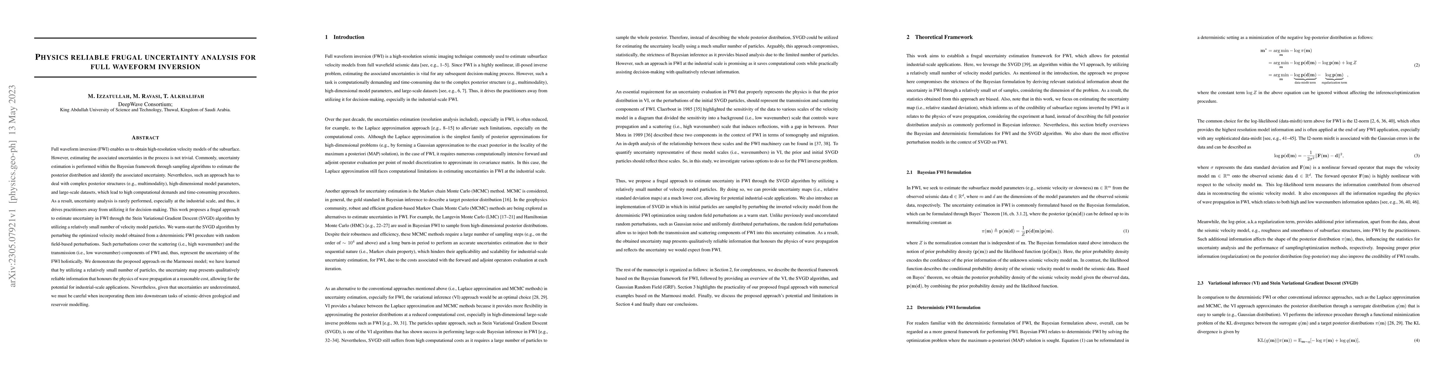 Thumbnail for Physics reliable frugal uncertainty analysis for full waveform inversion