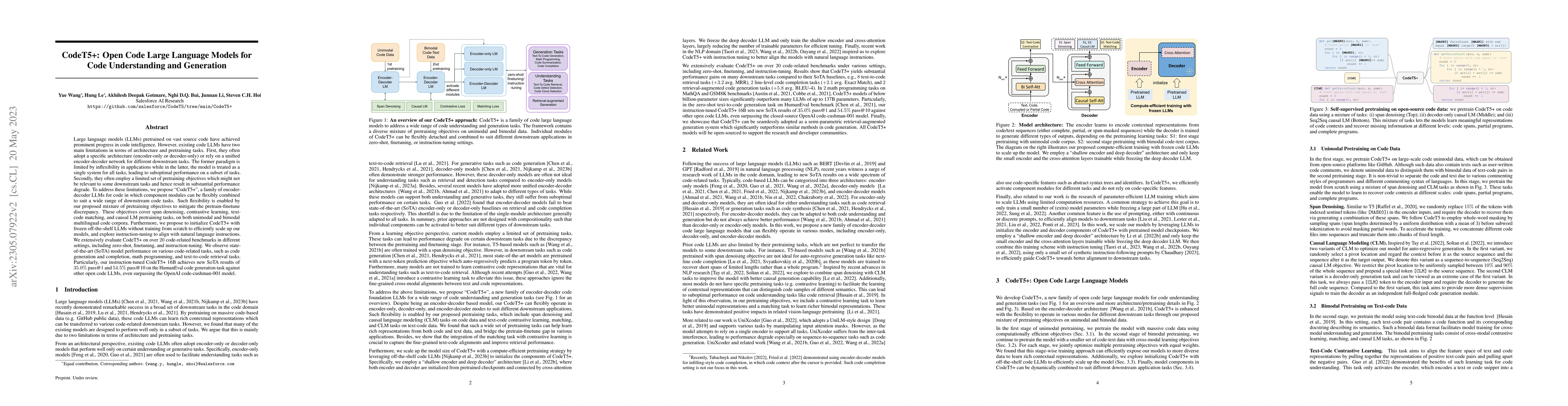 Thumbnail for CodeT5+: Open Code Large Language Models for Code Understanding and
  Generation