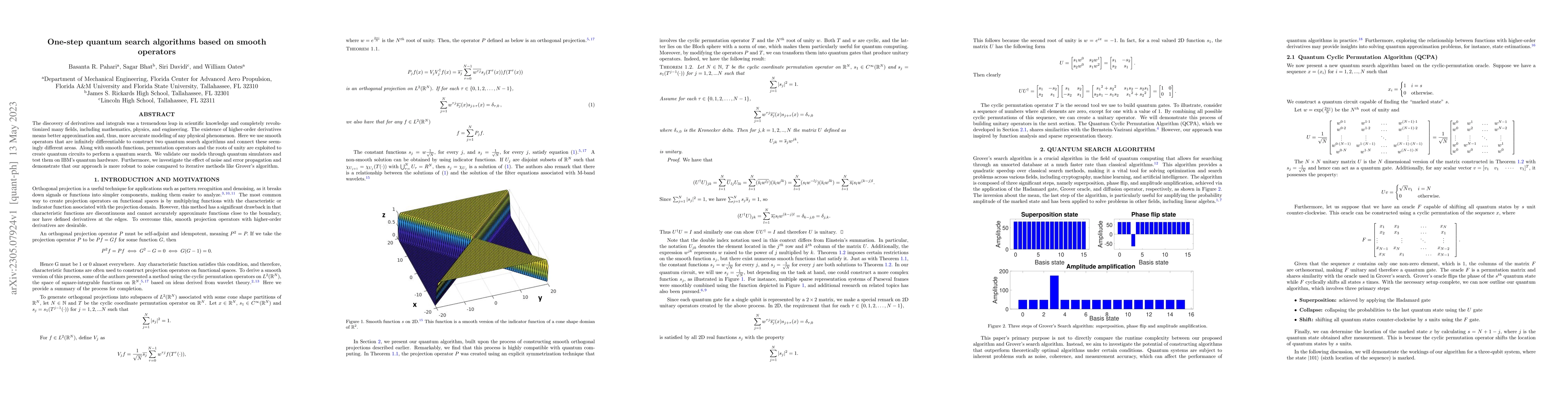 Thumbnail for One-step quantum search algorithms based on smooth operators