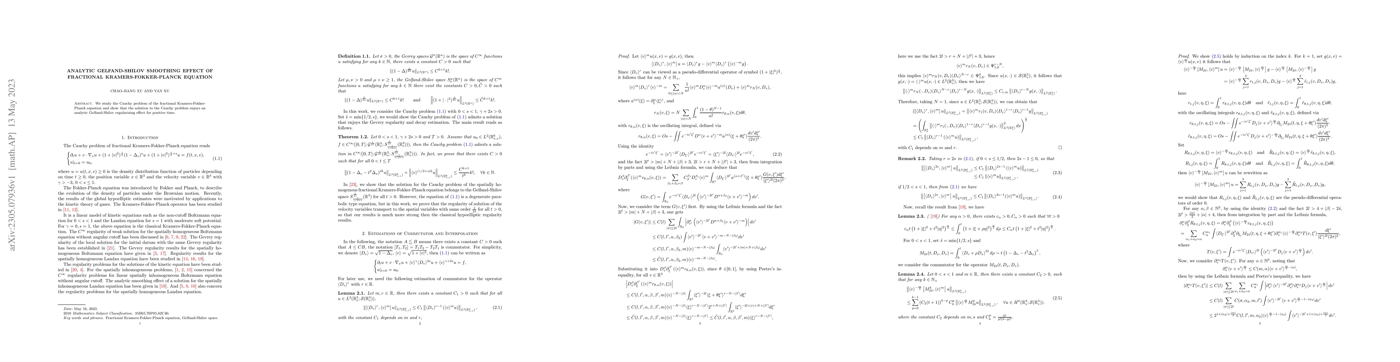 Thumbnail for Analytic Gelfand-Shilov smoothing effect of fractional
  Kramers-Fokker-Planck equation
