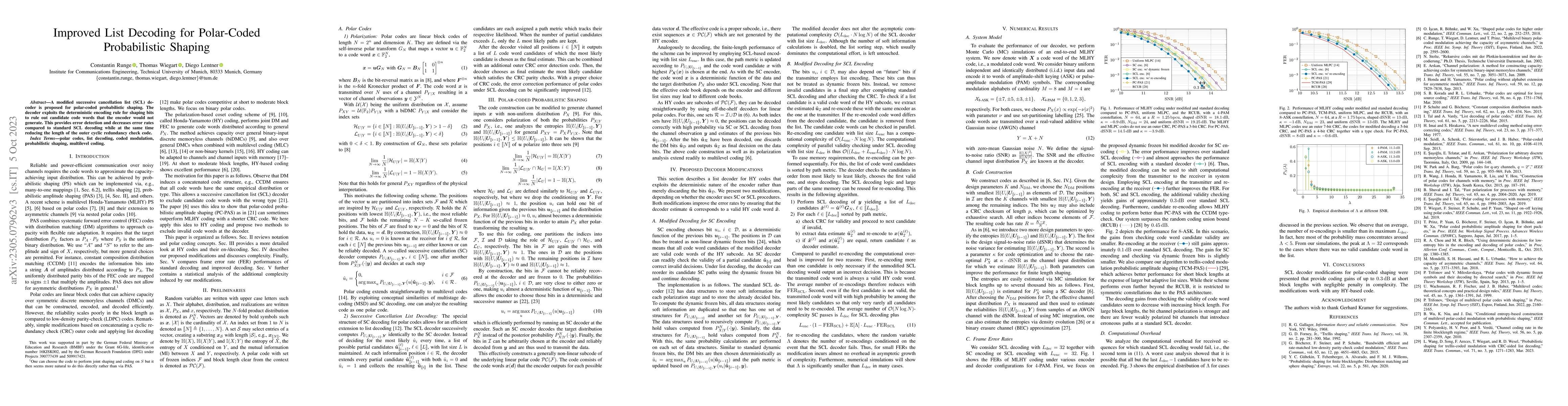 Thumbnail for Improved List Decoding for Polar-Coded Probabilistic Shaping