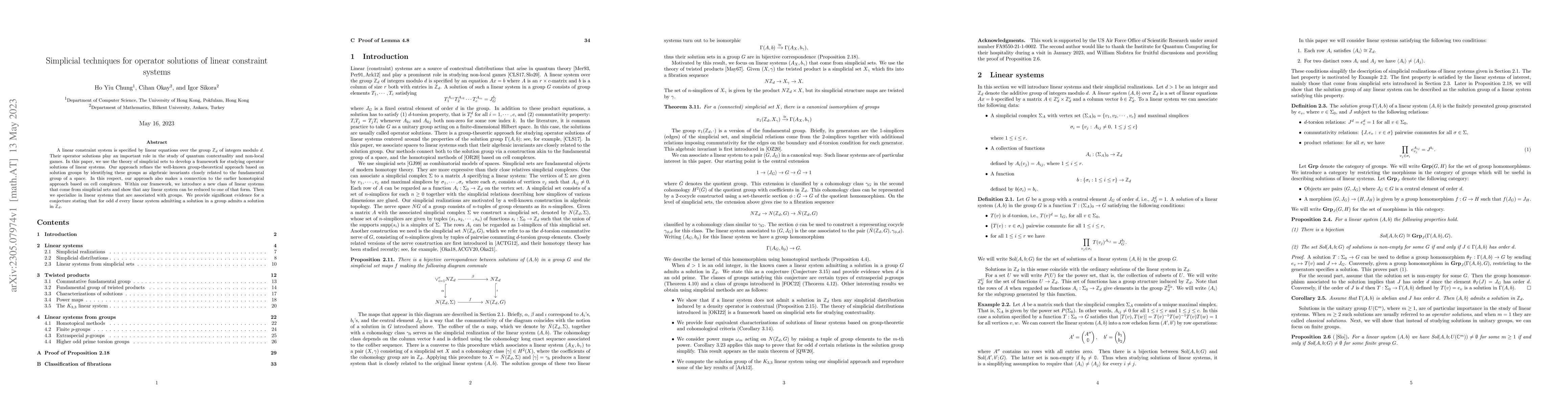Thumbnail for Simplicial techniques for operator solutions of linear constraint
  systems