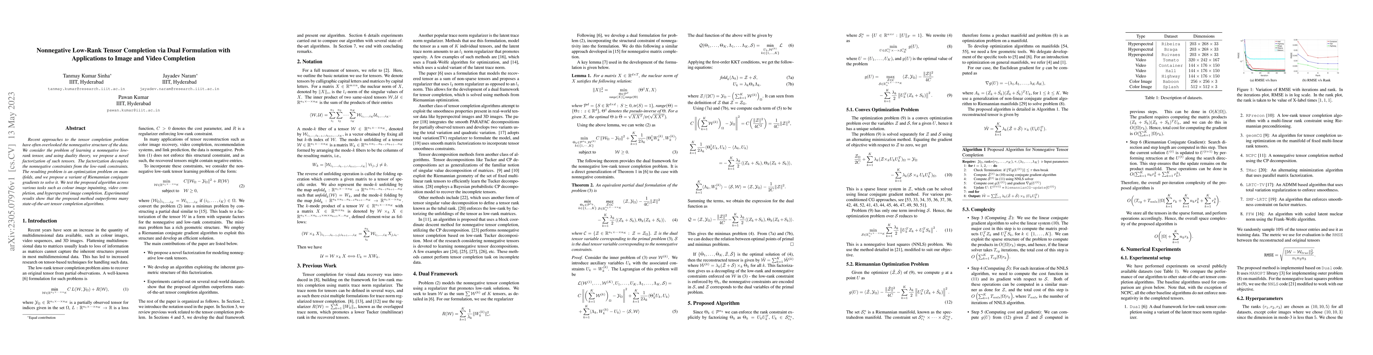 Thumbnail for Nonnegative Low-Rank Tensor Completion via Dual Formulation with
  Applications to Image and Video Completion