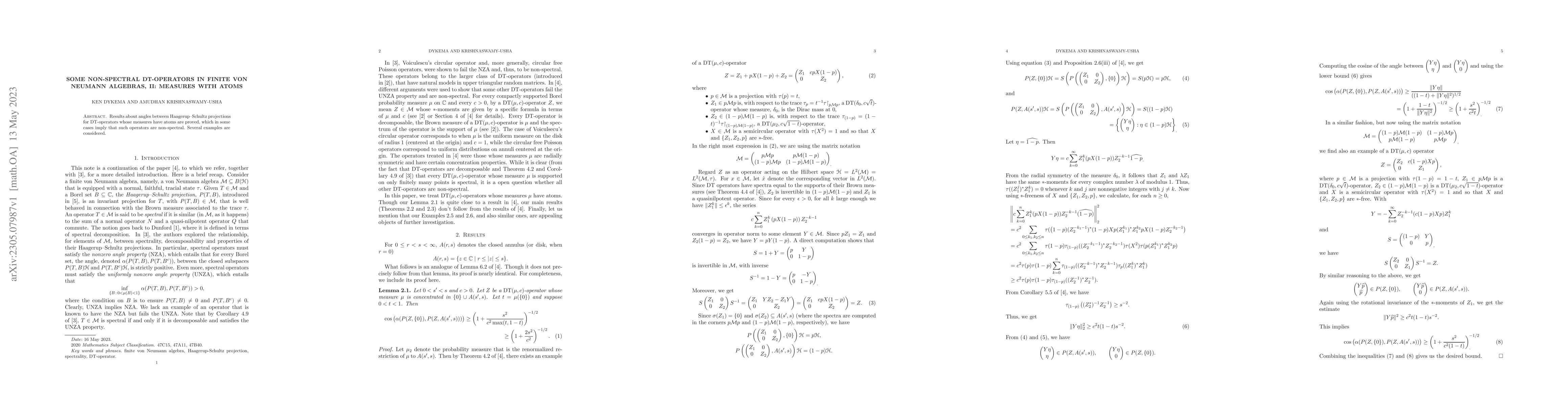 Thumbnail for Some non-spectral DT-operators in finite von Neumann algebras, II:
  measures with atoms