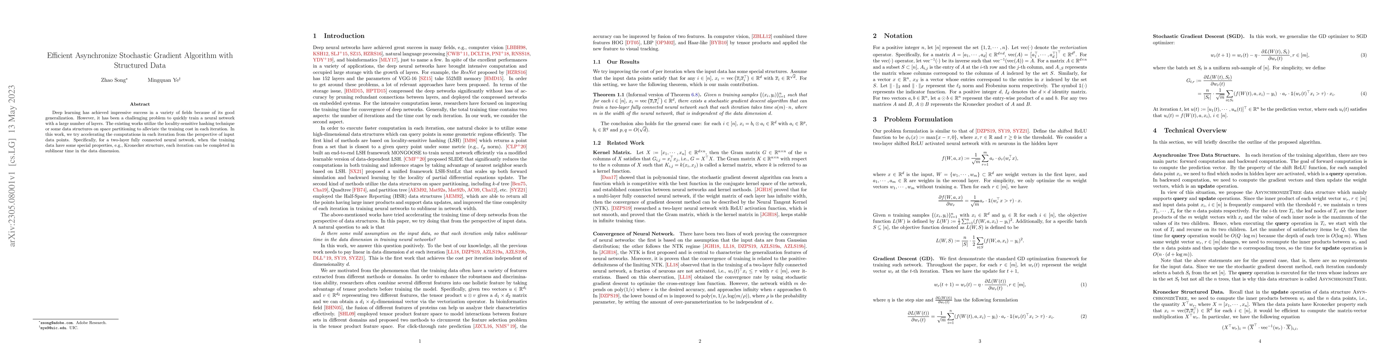 Thumbnail for Efficient Asynchronize Stochastic Gradient Algorithm with Structured
  Data