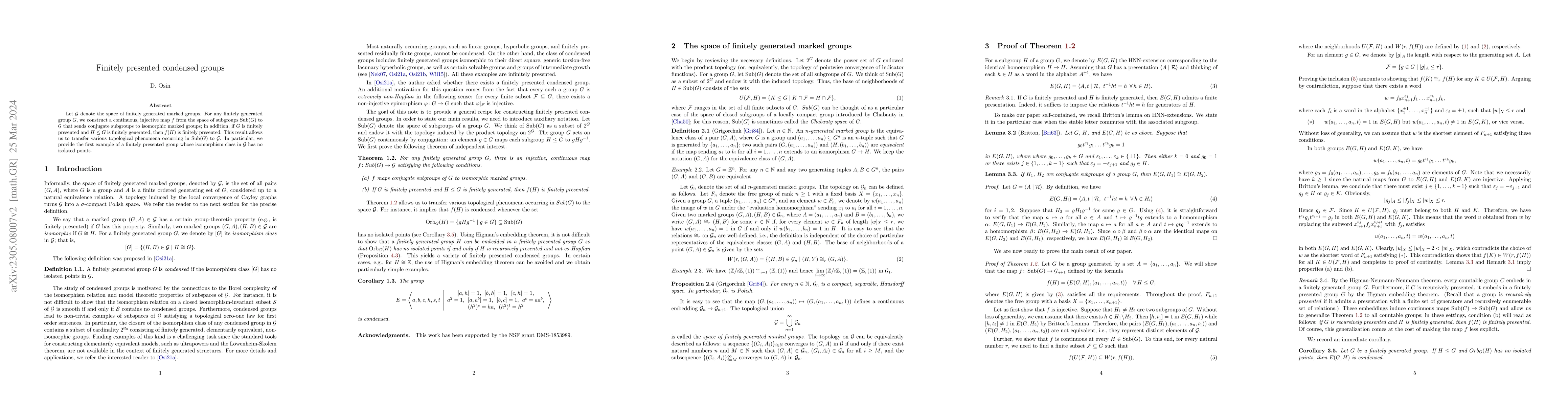 Thumbnail for Finitely presented condensed groups