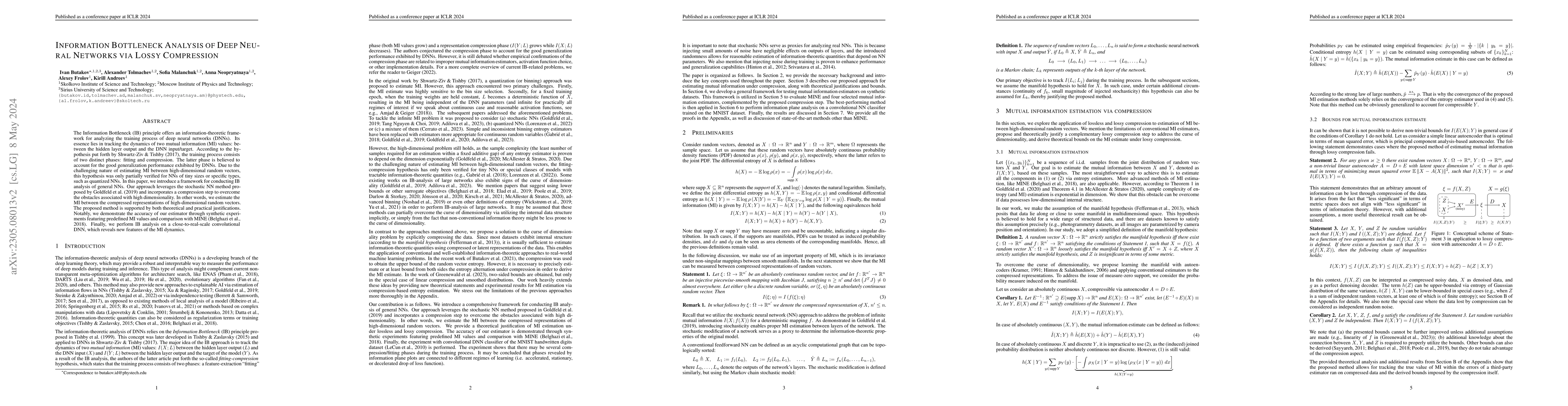 Thumbnail for Information Bottleneck Analysis of Deep Neural Networks via Lossy
  Compression