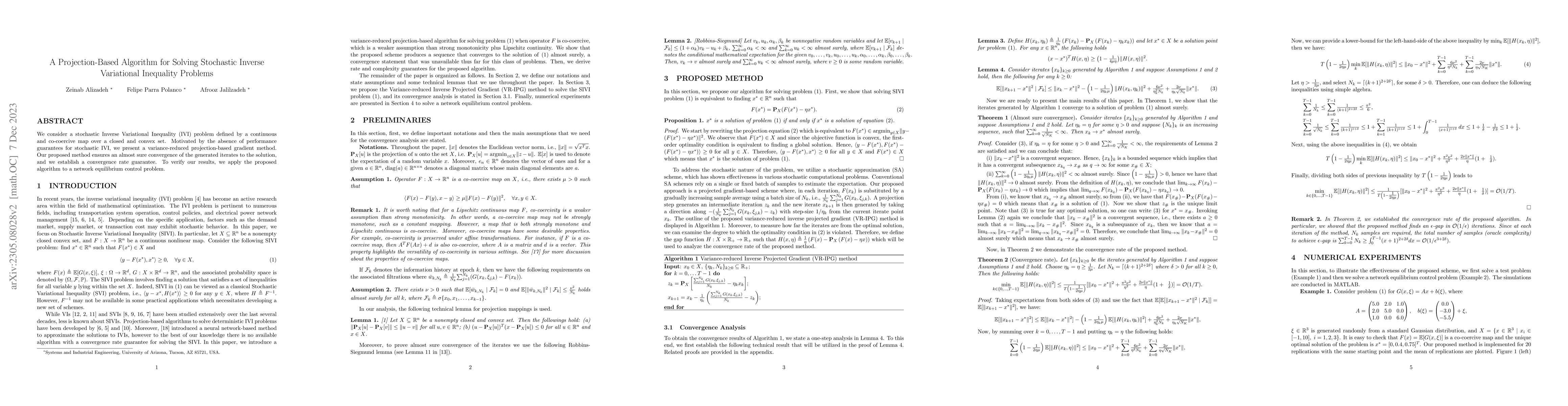 Thumbnail for A Projection-Based Algorithm for Solving Stochastic Inverse Variational
  Inequality Problems