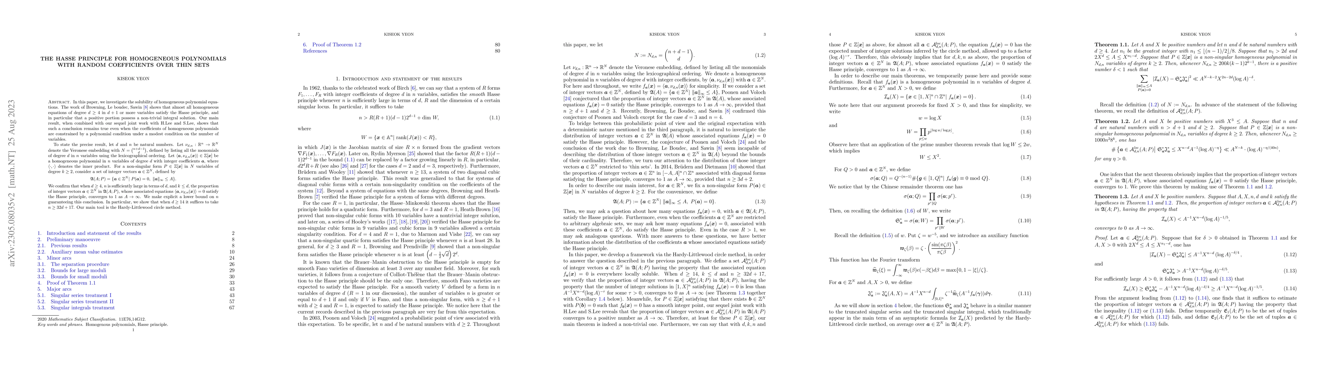 Thumbnail for The Hasse principle for homogeneous polynomials with random coefficients
  over thin sets