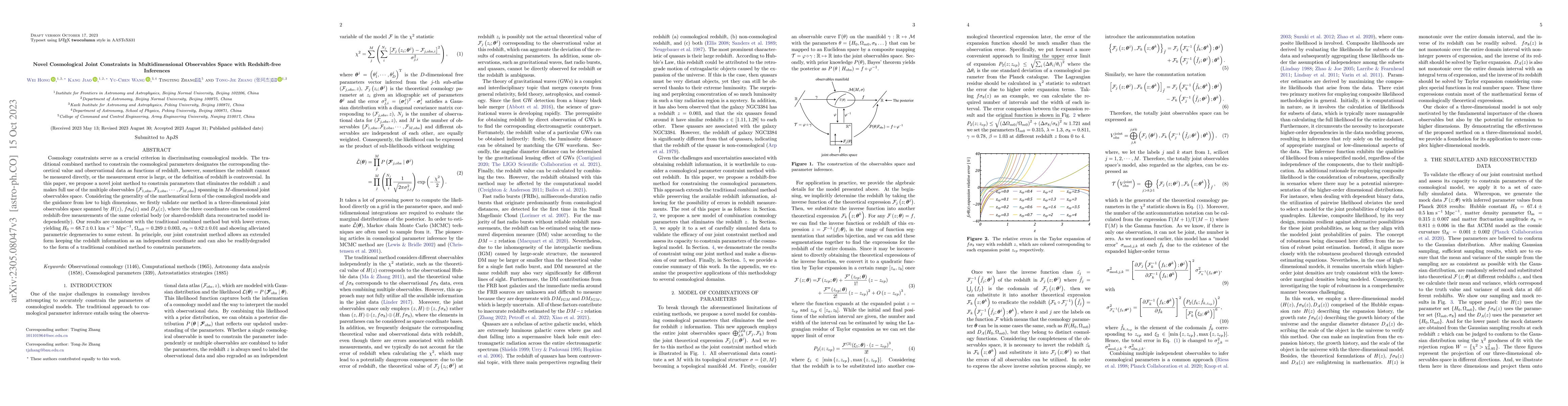 Thumbnail for Novel Cosmological Joint Constraints in Multidimensional Observables
  Space with Redshift-free Inferences