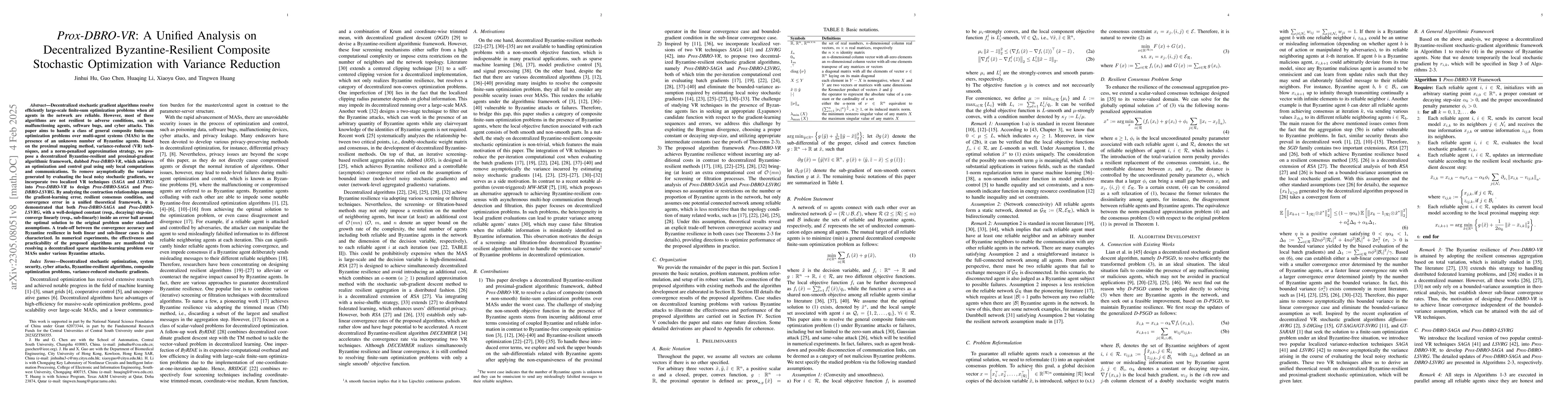 Thumbnail for Prox-DBRO-VR: A Unified Analysis on Decentralized Byzantine-Resilient
  Composite Stochastic Optimization with Variance Reduction and Non-Asymptotic
  Convergence Rates
