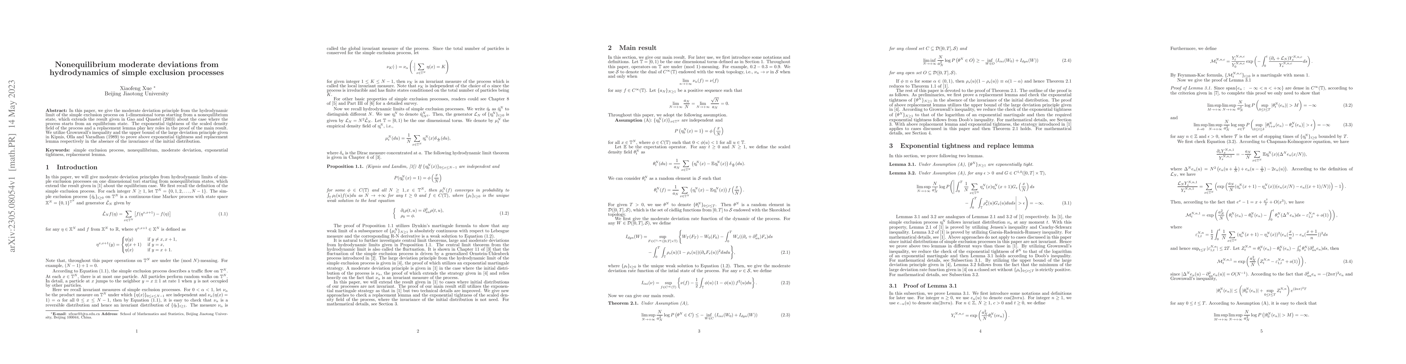 Thumbnail for Nonequilibrium moderate deviations from hydrodynamics of simple
  exclusion processes