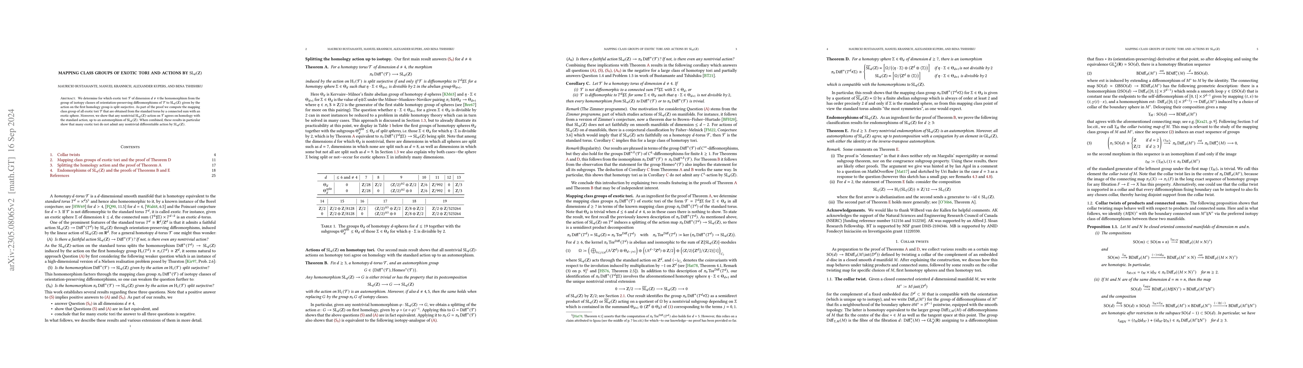 Thumbnail for Mapping class groups of exotic tori and actions by ${\rm SL}_d(\mathbb
  Z)$