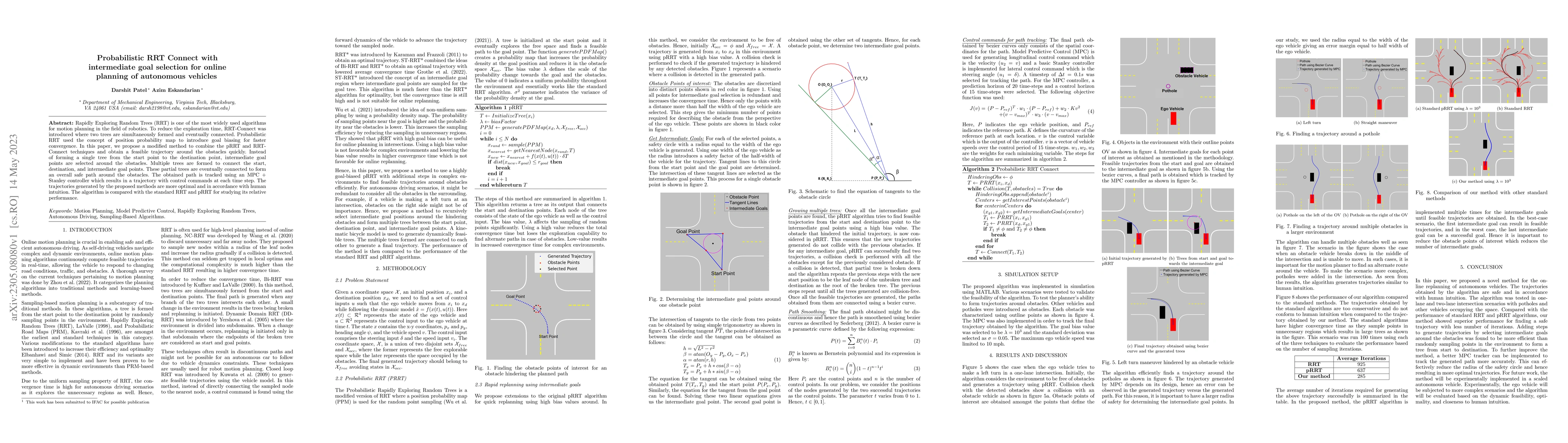 Thumbnail for Probabilistic RRT Connect with intermediate goal selection for online
  planning of autonomous vehicles