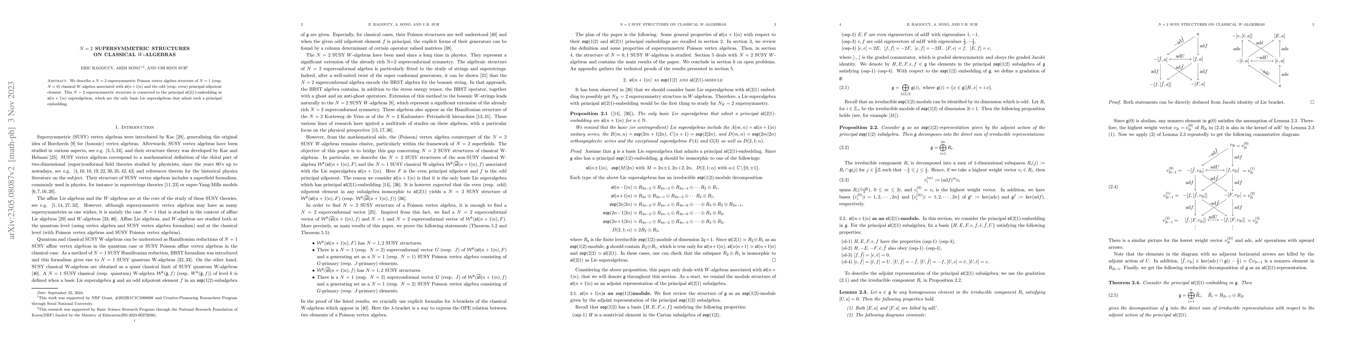 Thumbnail for $N=2$ supersymmetric structures on classical $W$-algebras