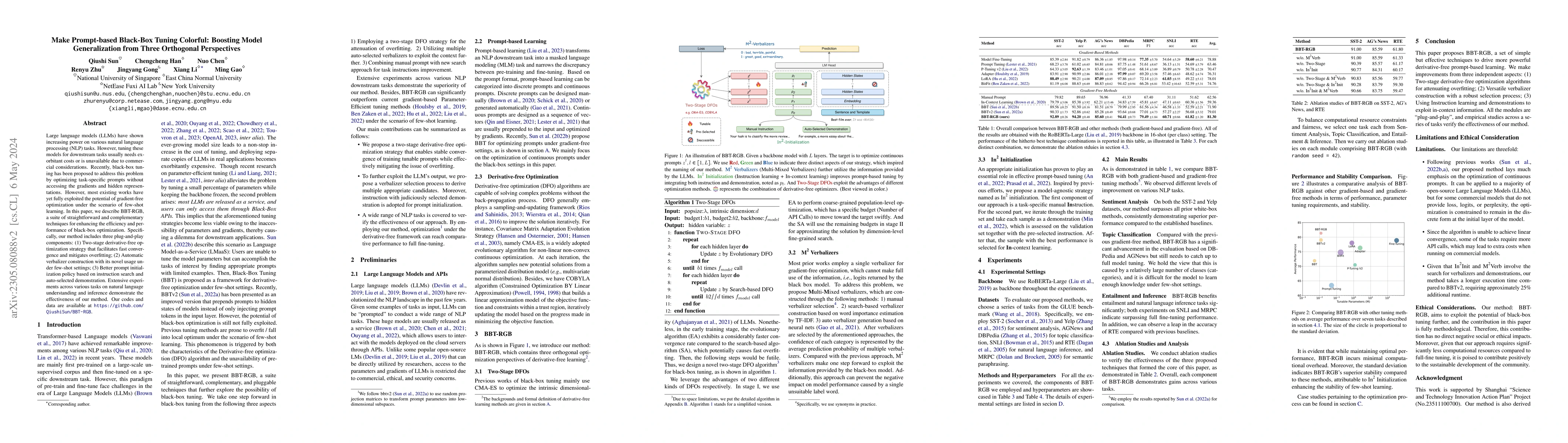 Thumbnail for Make Prompt-based Black-Box Tuning Colorful: Boosting Model
  Generalization from Three Orthogonal Perspectives