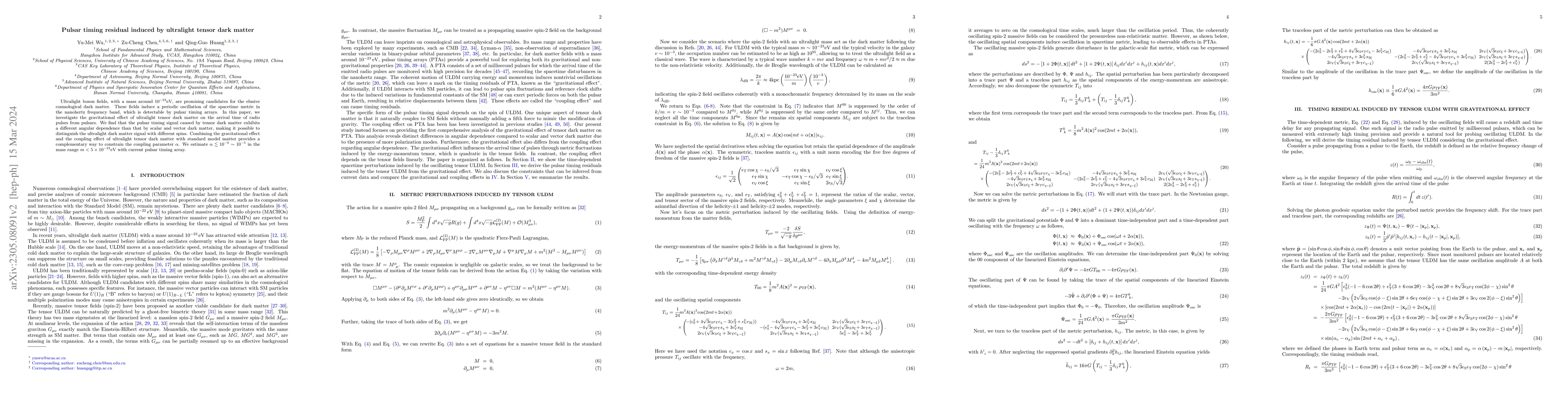 Thumbnail for Pulsar timing residual induced by ultralight tensor dark matter