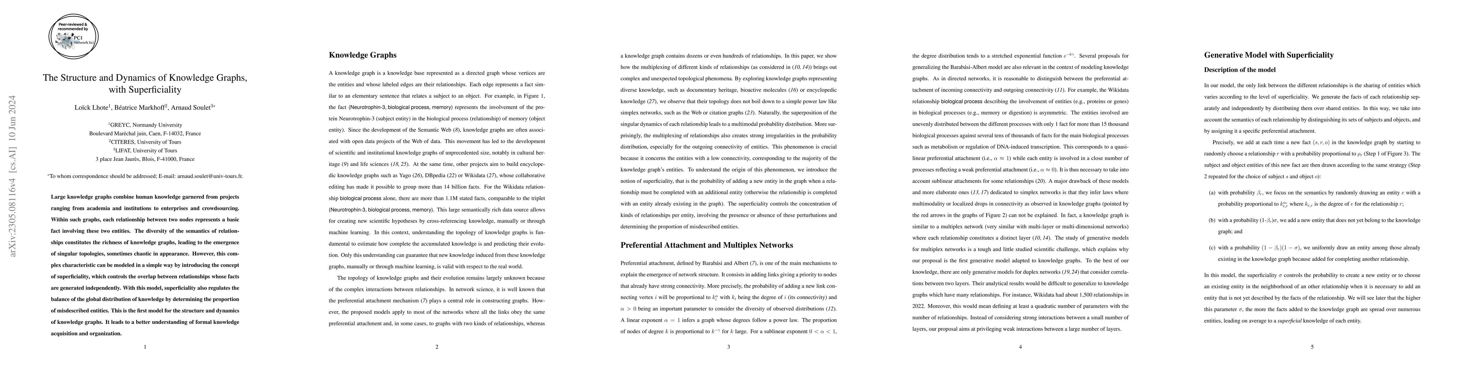 Thumbnail for The Structure and Dynamics of Knowledge Graphs, with Superficiality
