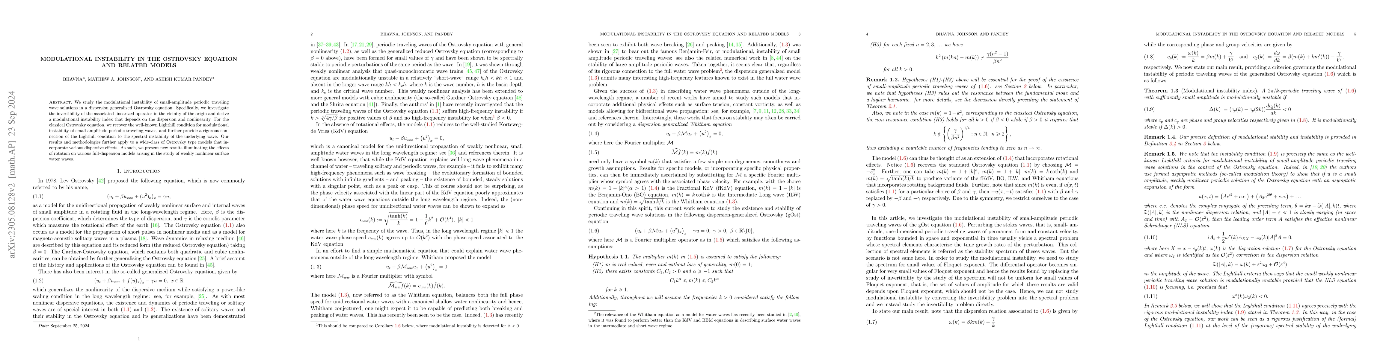 Thumbnail for Modulational Instability in the Ostrovsky Equation and Related Models