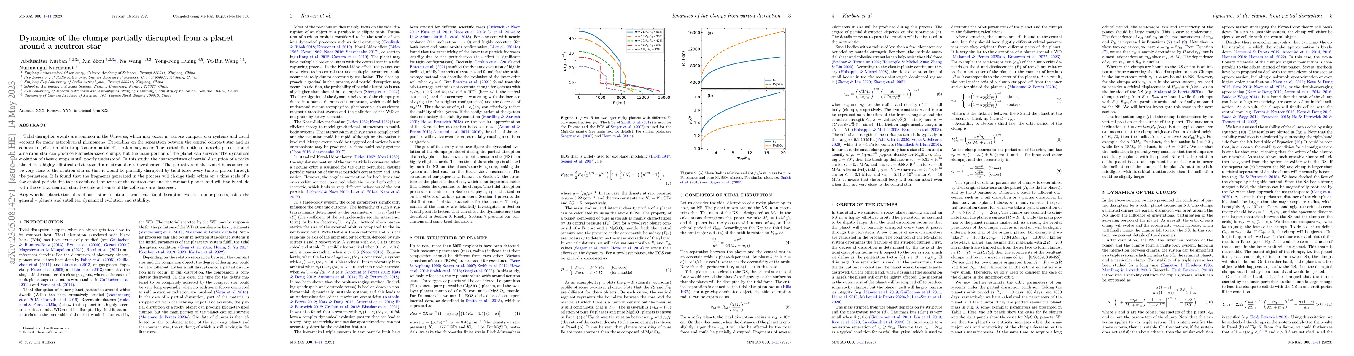 Thumbnail for Dynamics of the clumps partially disrupted from a planet around a
  neutron star