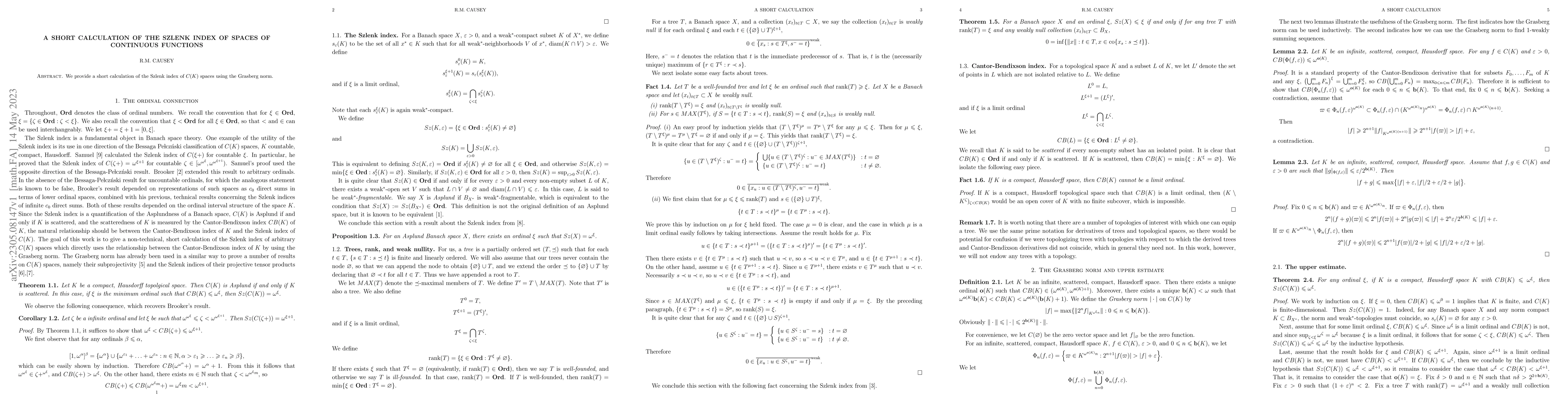Thumbnail for A short calculation of the Szlenk index of spaces of continuous
  functions