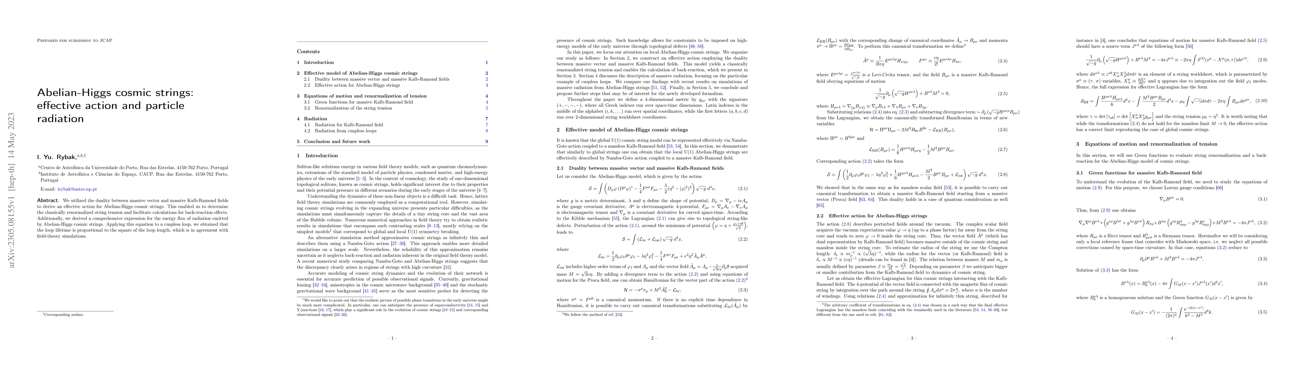 Thumbnail for Abelian-Higgs cosmic strings: effective action and particle radiation