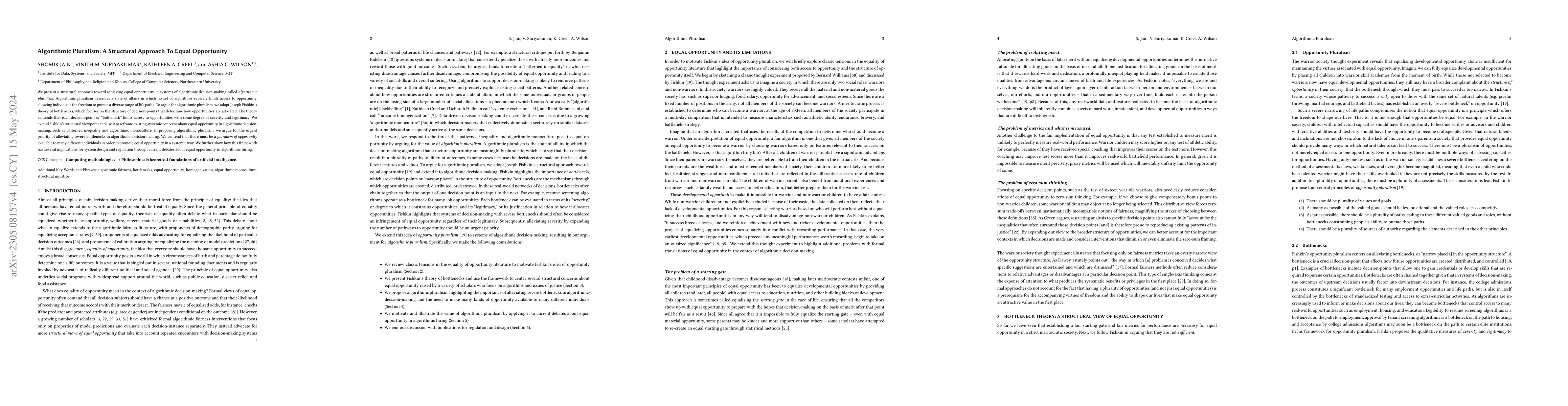Thumbnail for Algorithmic Pluralism: A Structural Approach To Equal Opportunity
