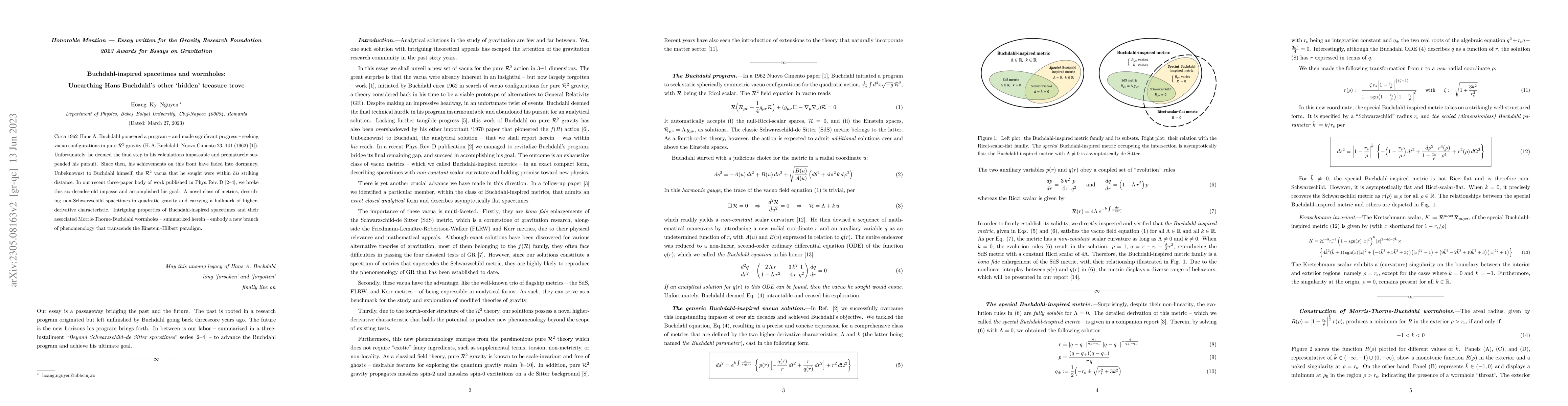 Thumbnail for Buchdahl-inspired spacetimes and wormholes: Unearthing Hans Buchdahl's
  other 'hidden' treasure trove
