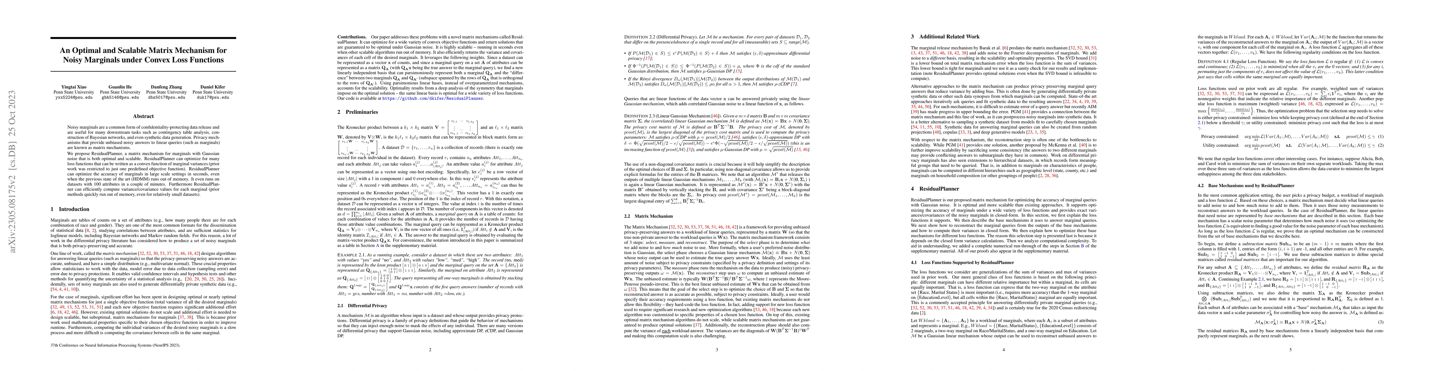 Thumbnail for An Optimal and Scalable Matrix Mechanism for Noisy Marginals under
  Convex Loss Functions