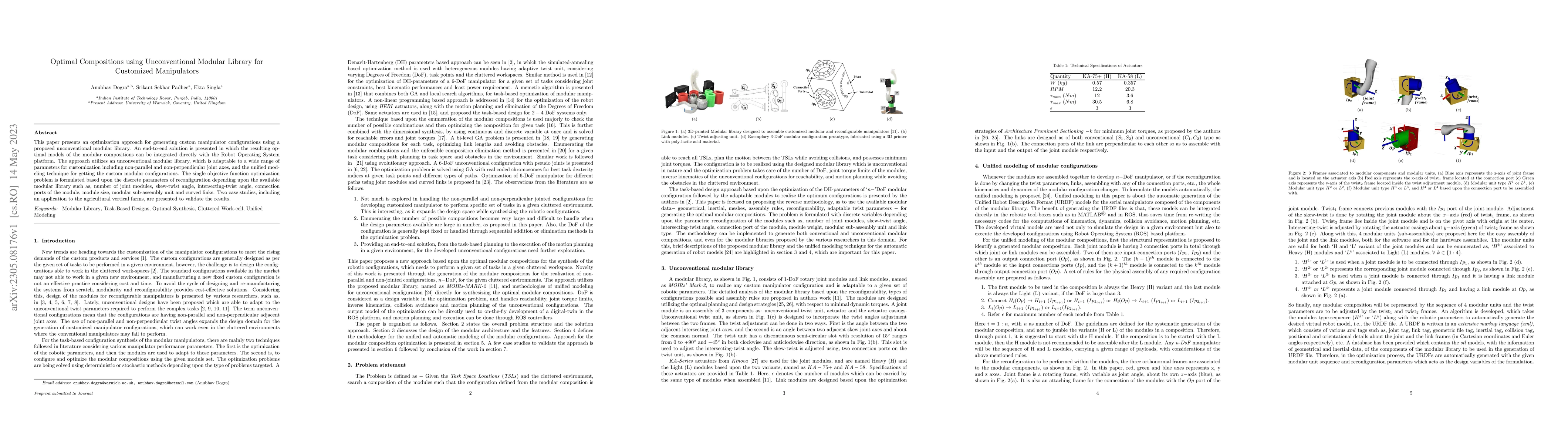 Thumbnail for Optimal Compositions using Unconventional Modular Library for Customized
  Manipulators